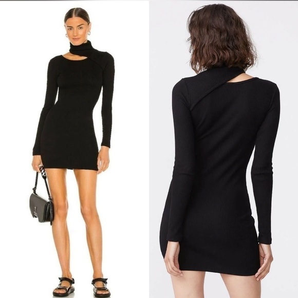 Monrow Dresses & Skirts - NWT Monrow Neck Slit
Ribbed Jersey Bodycon Dress